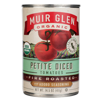 Tomate asado al fuego en cubitos Adobo Muir Glen - Tomate - Caja de 12 - 14,5 oz.