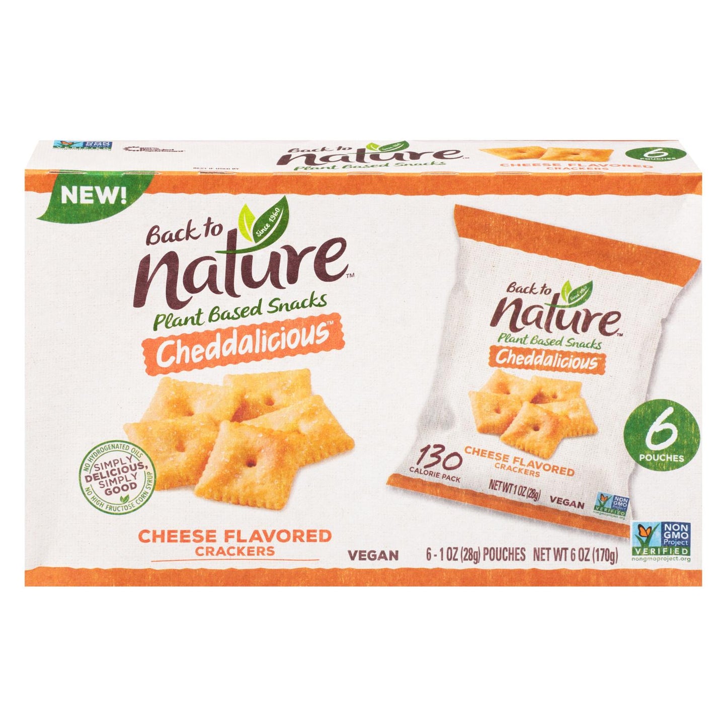 Back To Nature - Galletas Cheddalicious - Caja de 4 - Seis bolsas de 1 oz