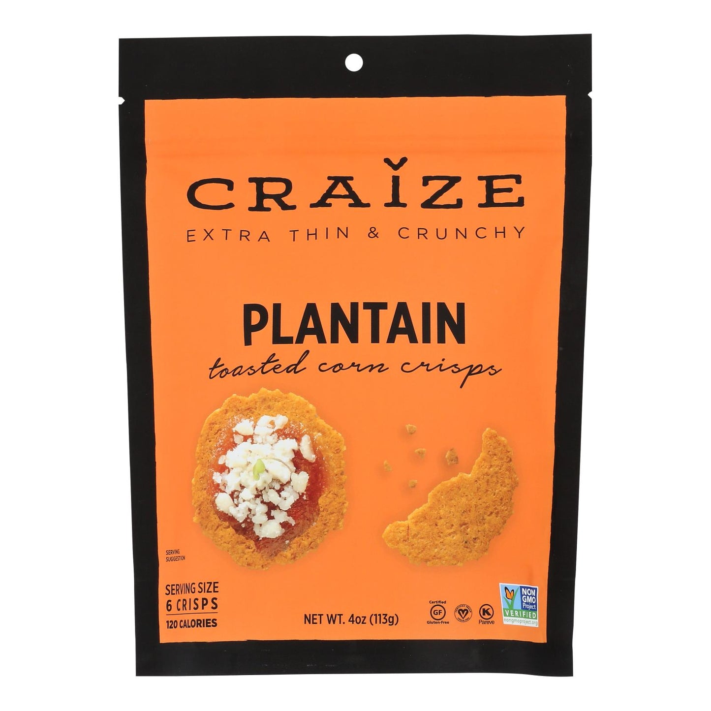 Craize - Corn Crisps Tostado con Plátano - Caja de 6 - 4 Oz