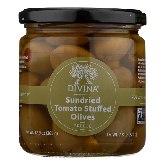 Divina - Olives Stuffed With Sundried Tomatoes - Case Of 6 - 7.8 Oz.