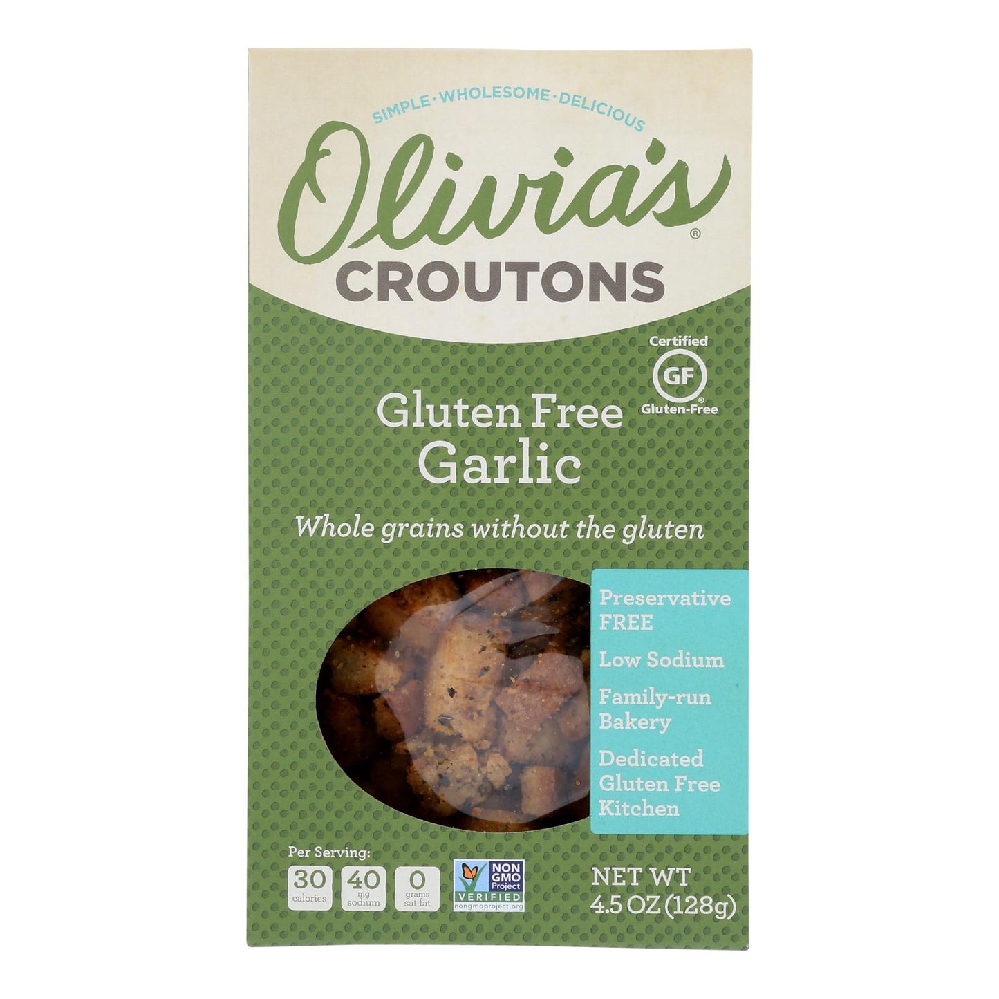 Olivia's - Crutones con ajo y sin gluten - Caja de 6 - 4.5 oz