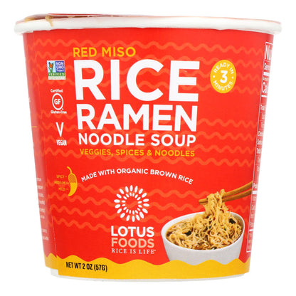 Sopa de fideos ramen con arroz y miso rojo de Lotus Foods - Caja de 6 - 2 oz