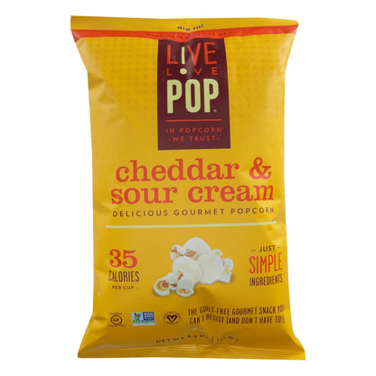 Live Love Pop - Palomitas de maíz con queso cheddar y crema agria - Caja de 12 - 4.4 oz