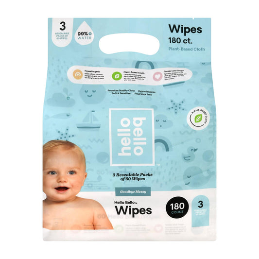 Hello Bello - Toallitas húmedas para bebés, paquete de 3, 1 unidad, 180 unidades