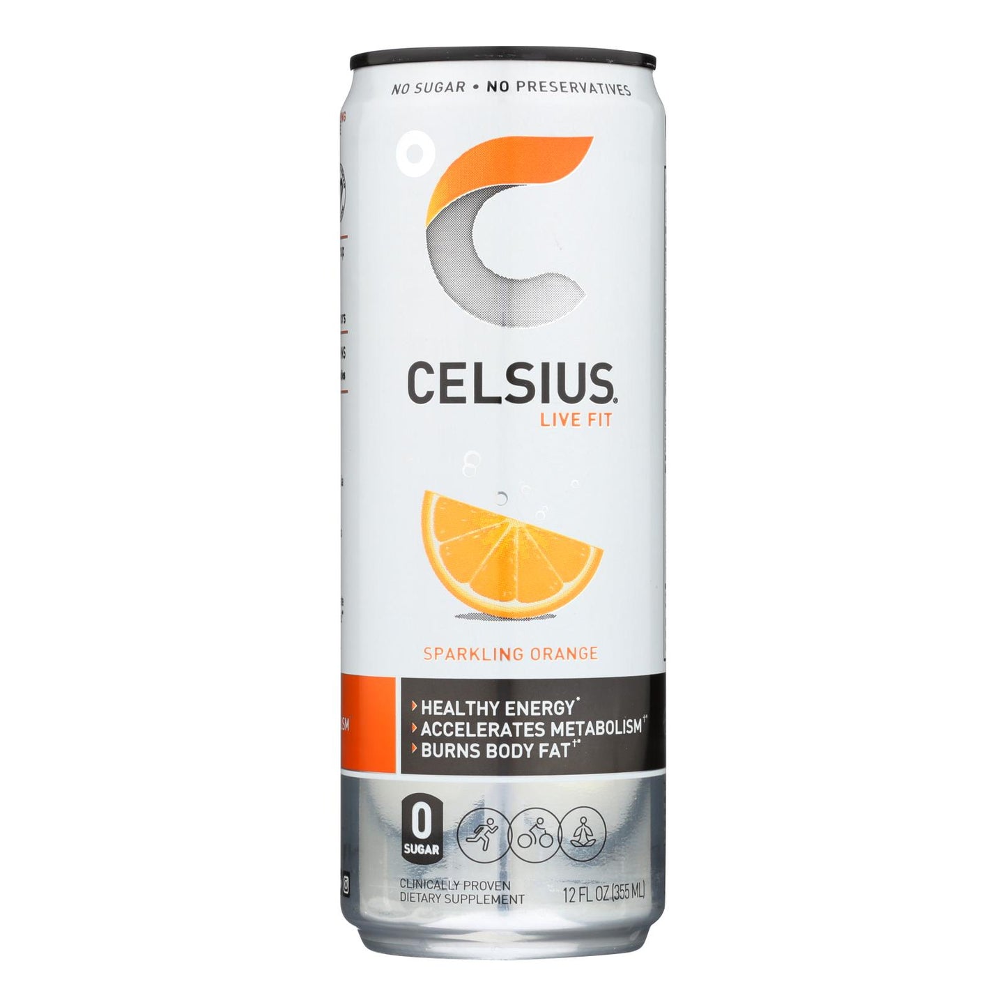 Suplemento dietético Celsius Sparkling Orange - Caja de 12 - 12 Fz