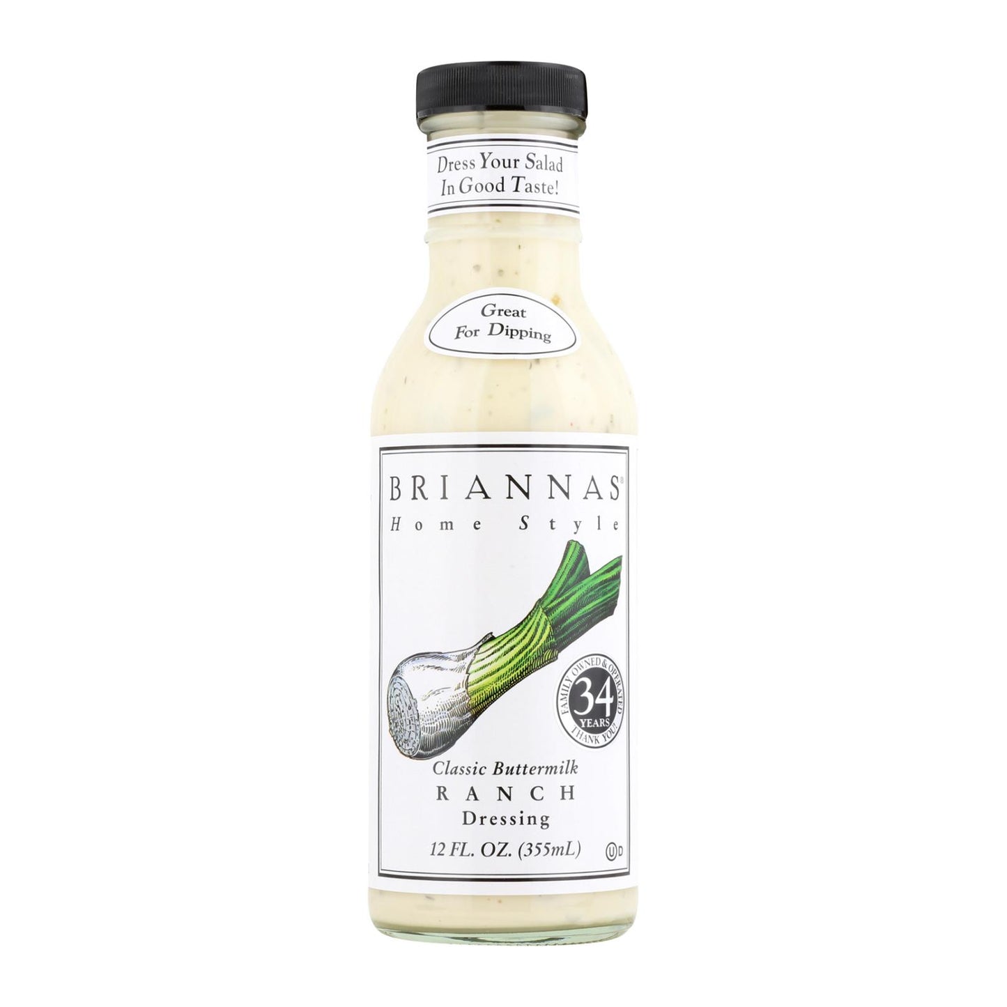 Brianna's - Aderezo para ensaladas - Buttermilk Ranch clásico - Caja de 6 - 12 fl oz.