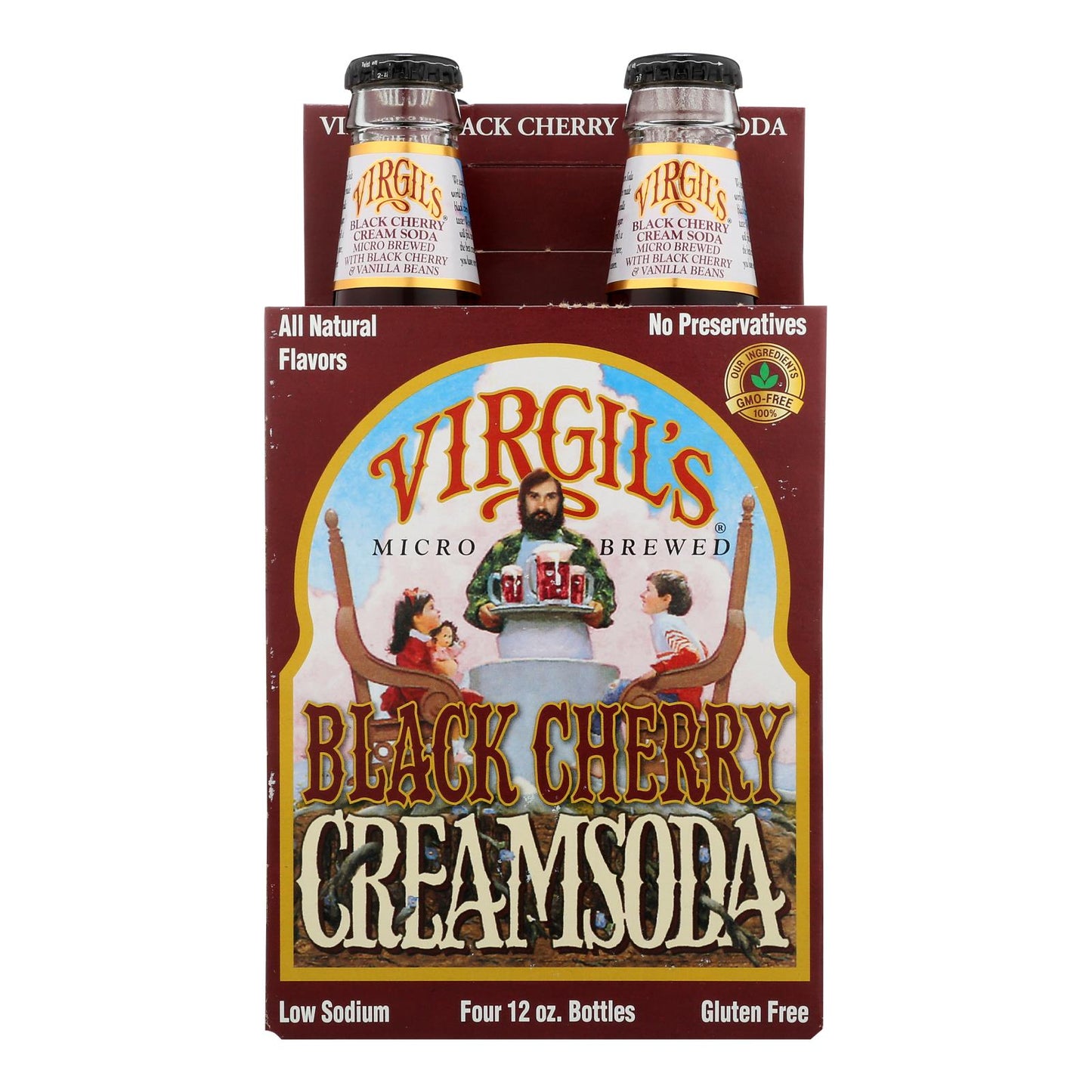 Crema de cerveza de raíz con soda de Virgil, sabor a cereza negra, caja de 6, 12 onzas líquidas.