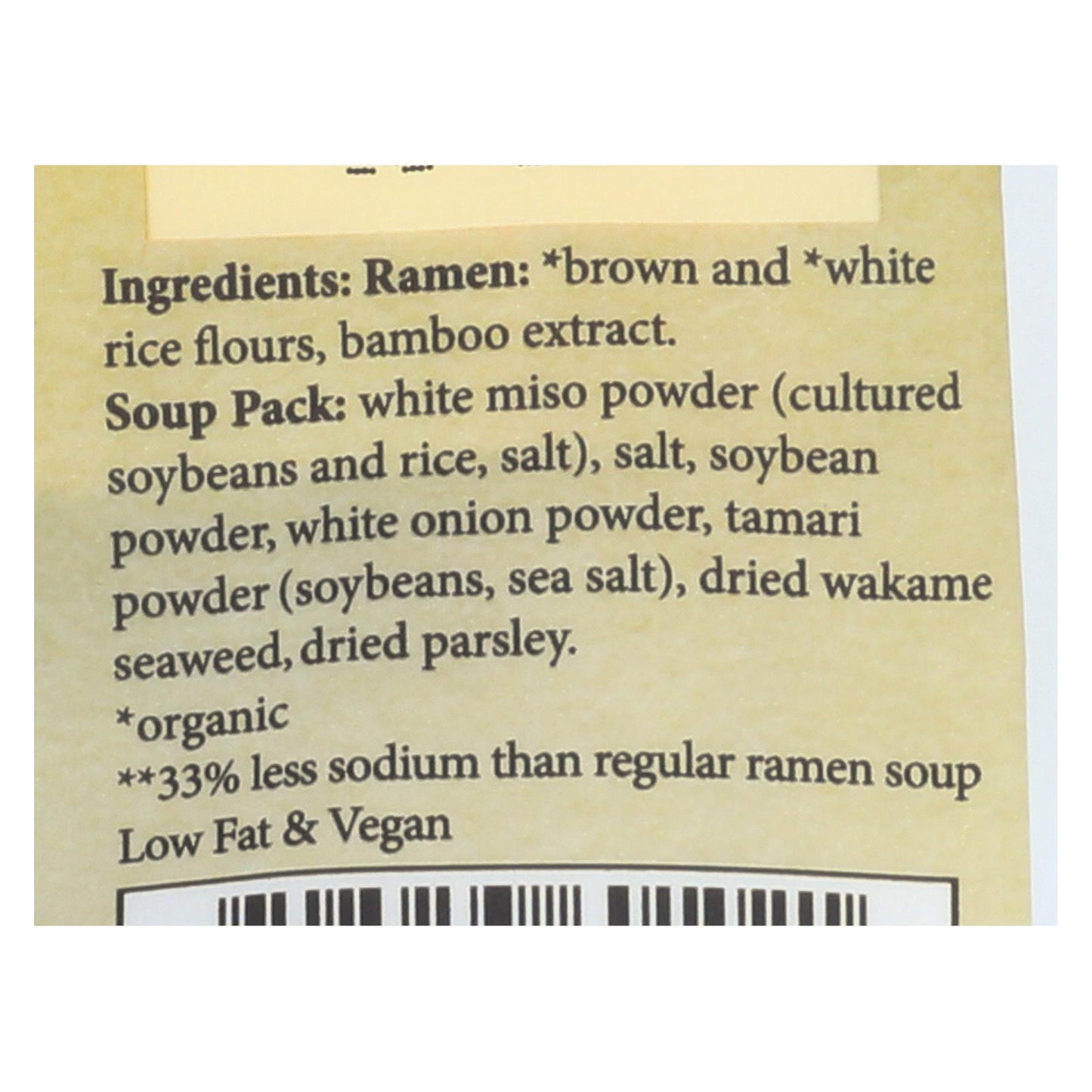 Lotus Foods Ramen - Organic - Jade Pearl Rice - With Miso Soup - 2.8 Oz - Case Of 10