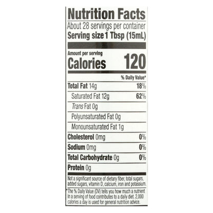 Aceite de coco orgánico sin refinar Spectrum Naturals - Caja de 12 - 14 fl oz.