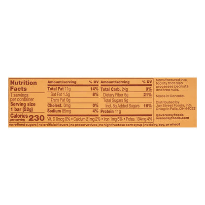 Over Easy - Barra de desayuno con mantequilla de maní - Caja de 12 - 1.8 oz