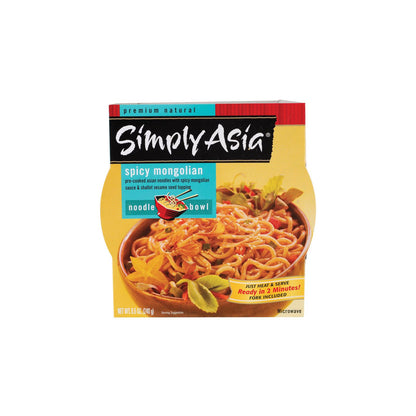 Tazón de fideos mongoles picantes Simply Asia - Caja de 6 - 8.5 oz.