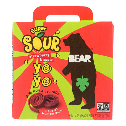 Yoyo de fruta real con forma de manzana y paja, caja de 6, 3,5 oz