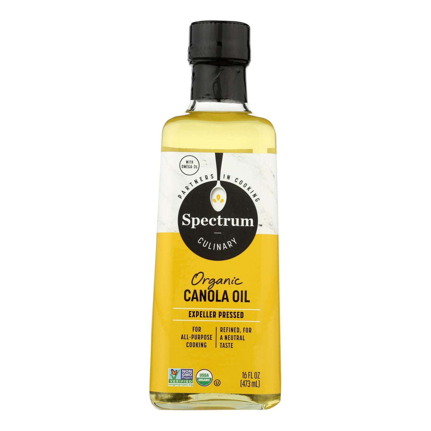 Aceite de canola refinado orgánico Spectrum Naturals - Caja de 12 - 16 fl oz.