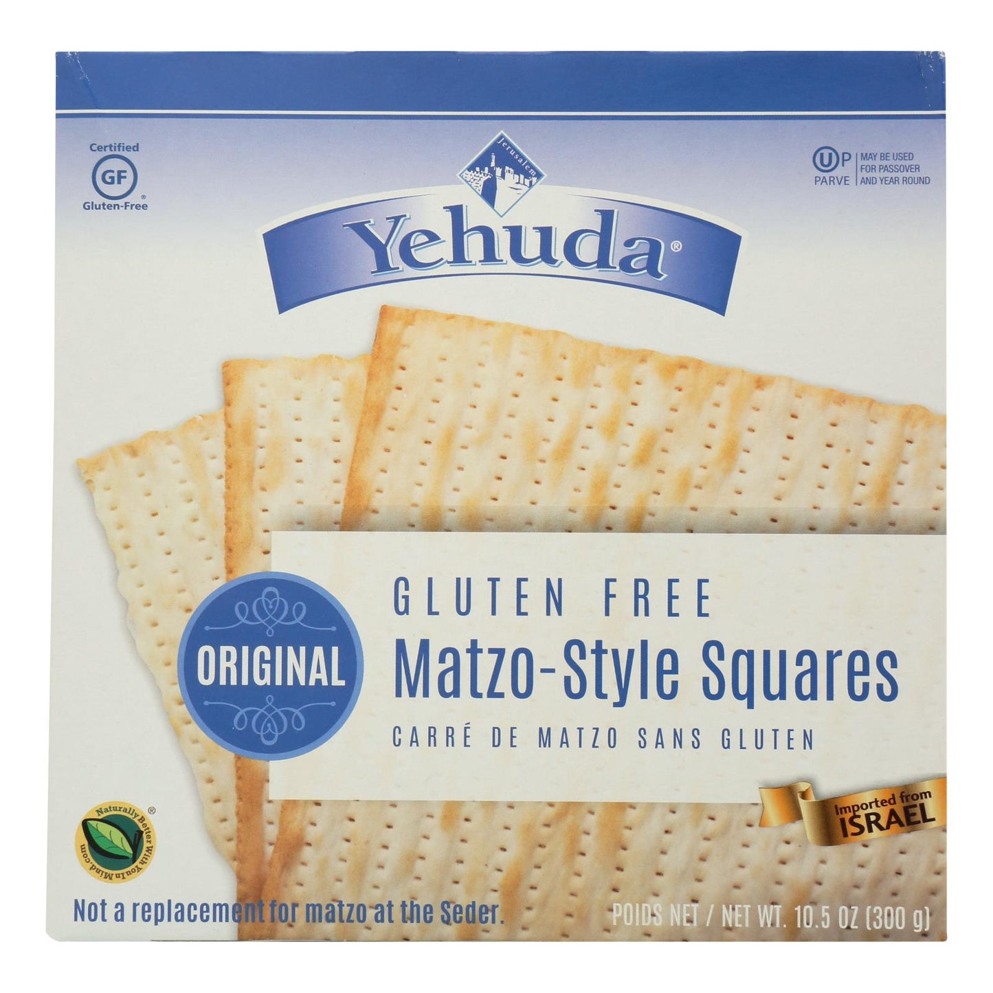 Galletas sin gluten Yehuda Matzo - Caja de 12 - 10,5 oz.