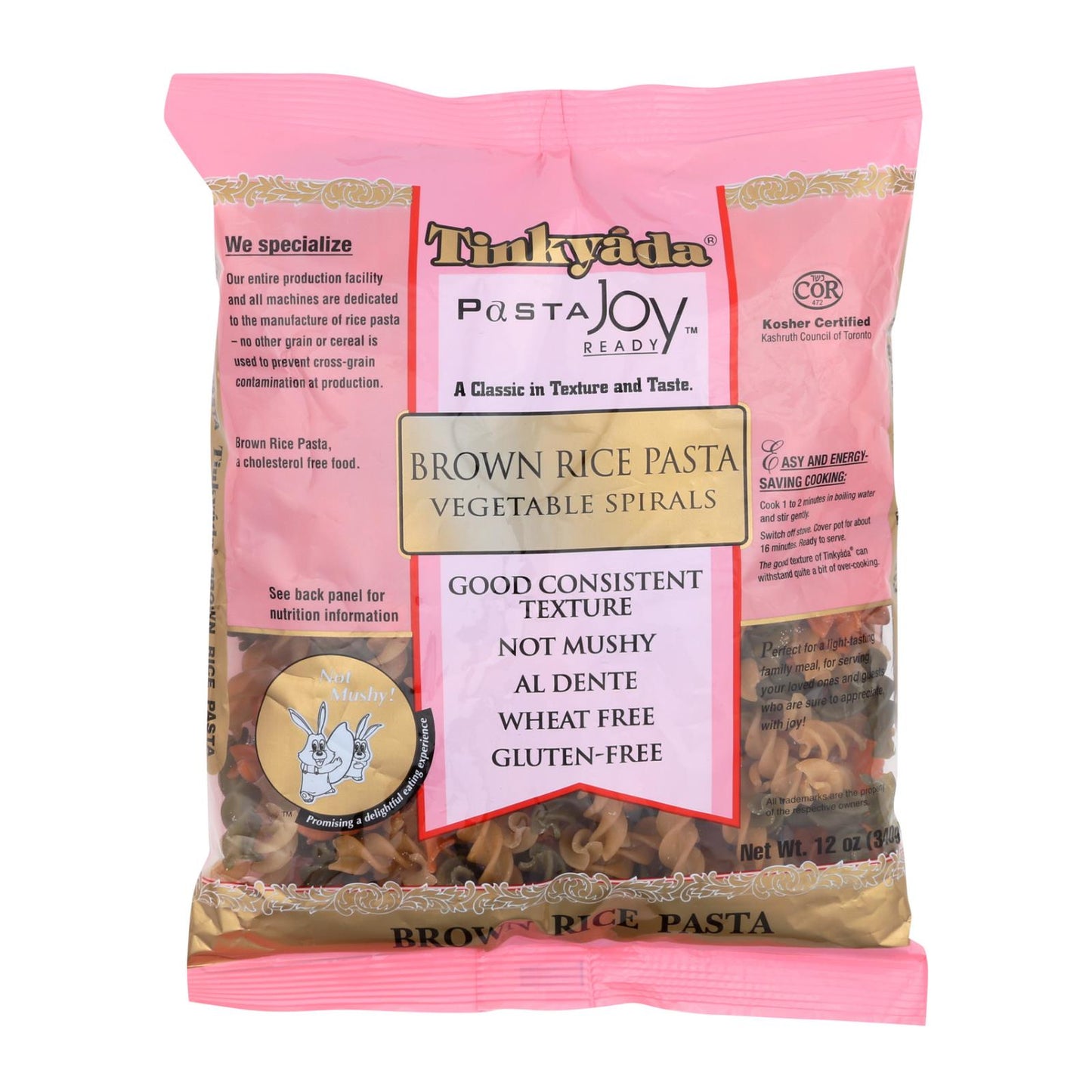 Tinkyada Brown Rice Pasta - Vegetable Spiral - Case Of 12 - 12 Oz