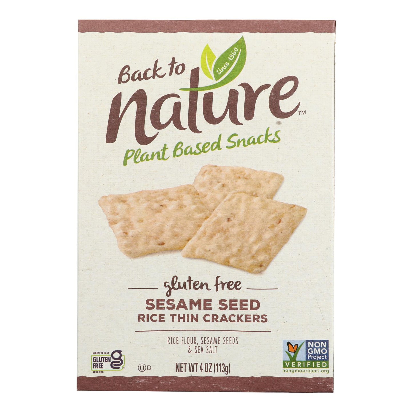 Back To Nature Sesame Seed Rice Thin Crackers - Rice And Sesame Seeds - Case Of 12 - 4 Oz.