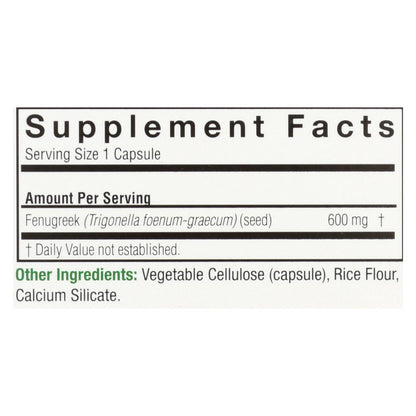 Nature's Answer - Fenugreek Seed - 90 Vegetarian Capsules