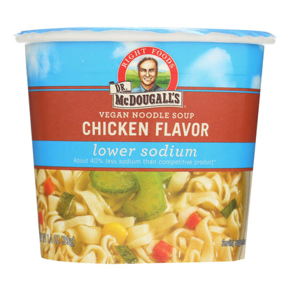 Taza de sopa de fideos veganos baja en sodio del Dr. McDougall - Pollo - Caja de 6 - 1.4 oz.