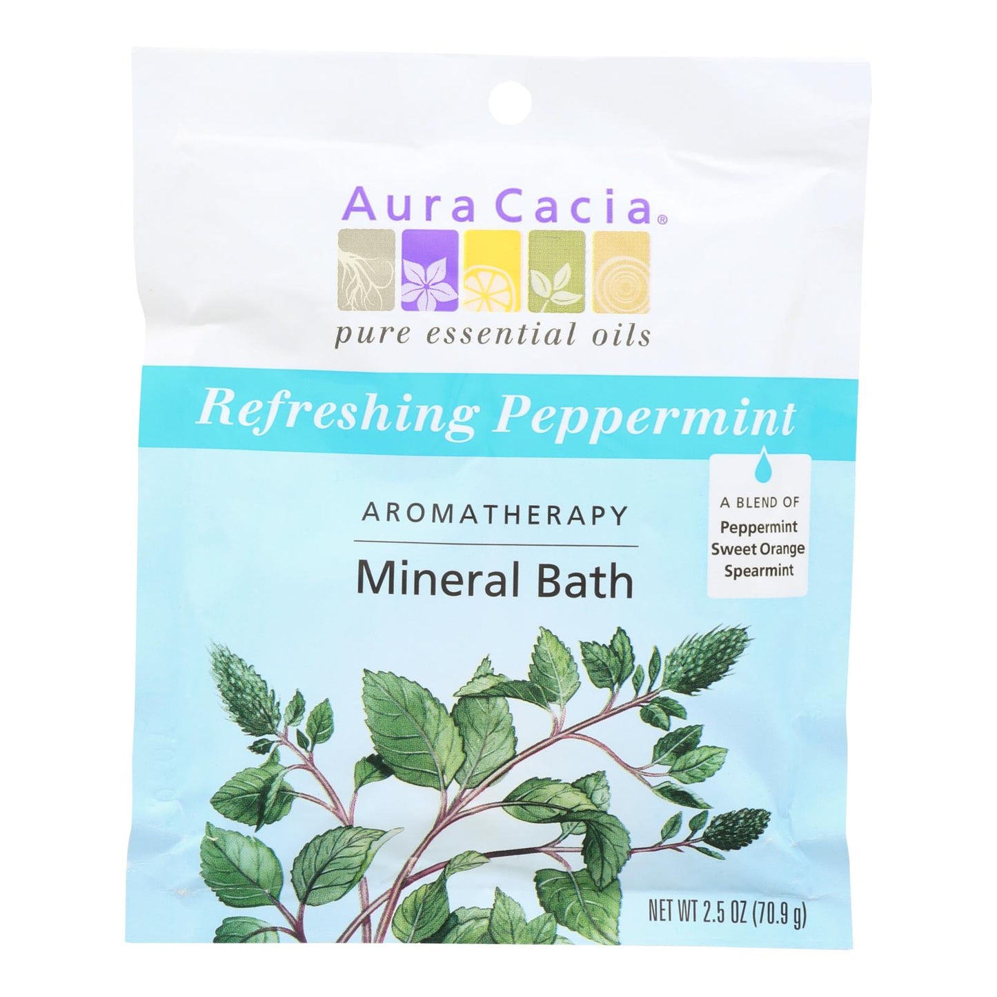 Aura Cacia - Baño mineral de aromaterapia Peppermint Harvest - 2,5 oz - Caja de 6