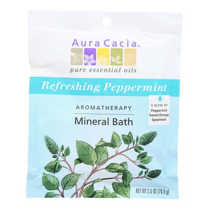 Aura Cacia - Baño mineral de aromaterapia Peppermint Harvest - 2,5 oz - Caja de 6