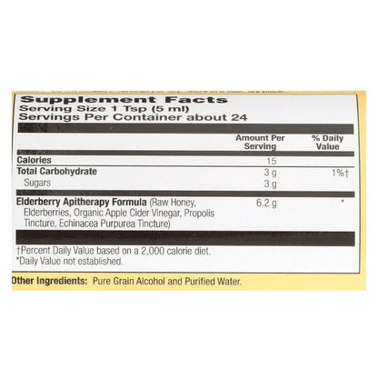 Jarabe de saúco de Honey Gardens Apiaries - Miel cruda de apiterapia - Propóleo y bayas de saúco - Tos - 4 oz