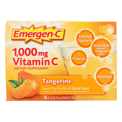 Alacer - Emergen-c 维生素 C 碳酸饮料混合物 橘子味 - 1000 毫克 - 30 包