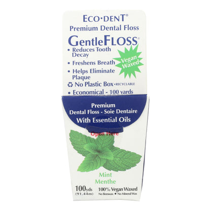 Eco-dent Gentlefloss Premium Dental Floss Mint - 100 Yards - Case Of 6