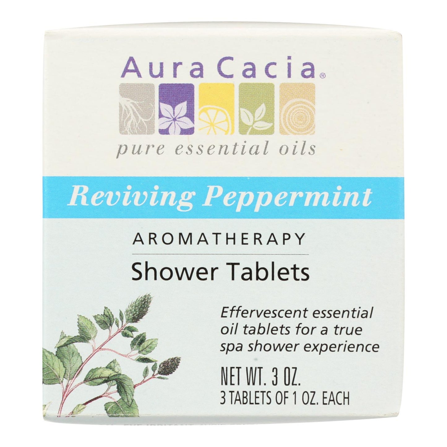 Aura Cacia - Reviving Aromatherapy Shower Tablets Peppermint - 3 Tablets