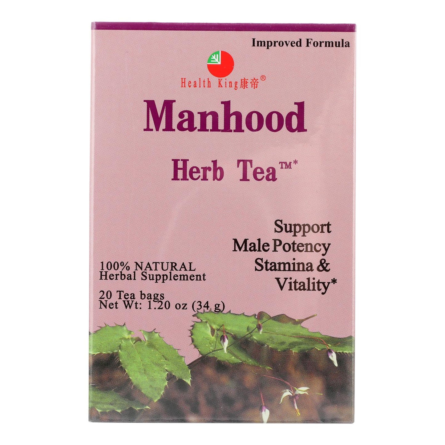 Té de hierbas para la virilidad Health King - 20 bolsitas de té