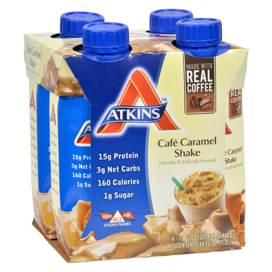 Batido de café con caramelo listo para beber Atkins Advantage, 11 onzas líquidas cada uno, paquete de 4