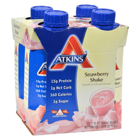 Batido listo para beber Atkins Advantage de fresa, 11 onzas líquidas cada uno, paquete de 4