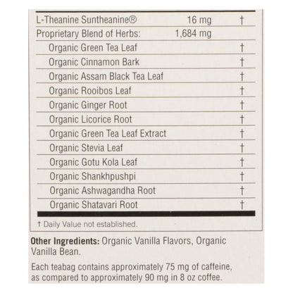 Té de hierbas Yogi Perfect Energy con sabor a vainilla y especias - 16 bolsitas de té - Caja de 6