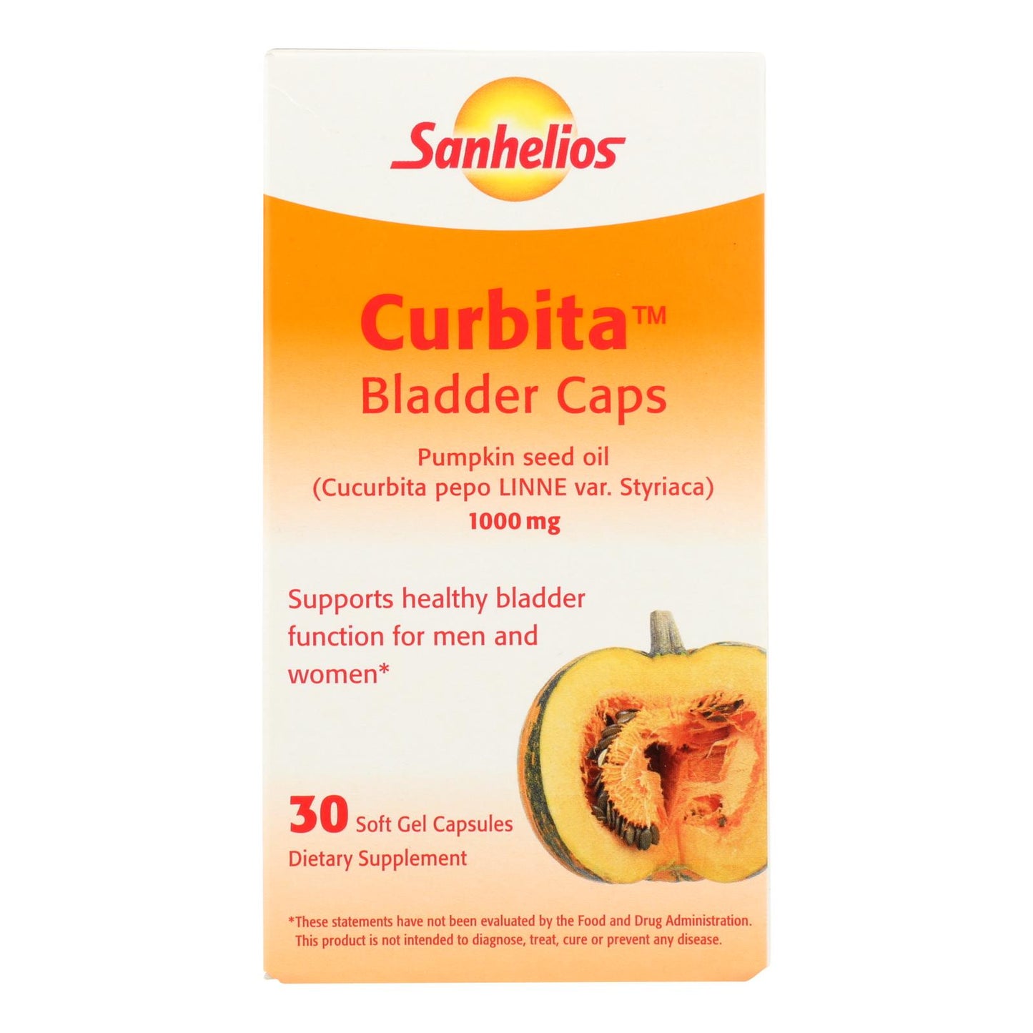 Cápsulas para vejiga Sanhelios Curbita Aceite de semilla de calabaza europea - 1000 mg - 30 cápsulas blandas