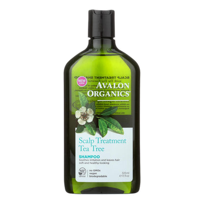 Champú de árbol de té para el cuero cabelludo de Avalon Organics, 11 onzas líquidas