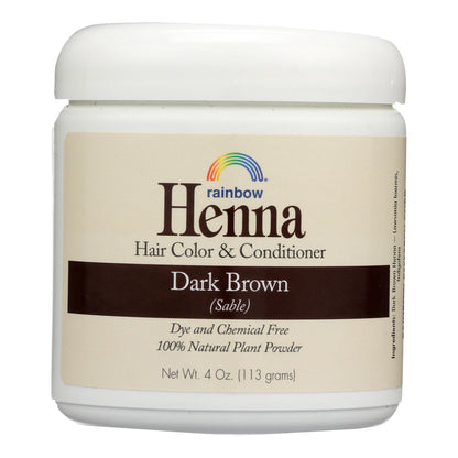 Acondicionador y tinte para cabello con henna Rainbow Research, color marrón persa oscuro sable, 4 oz