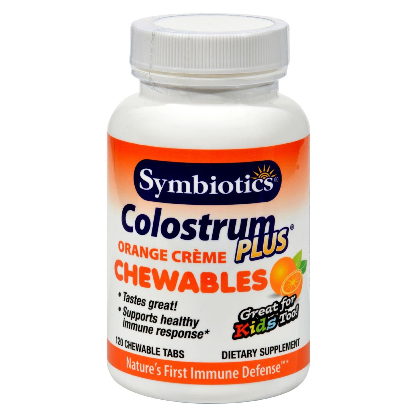 Symbiotics Colostrum Plus Naranja - 120 comprimidos masticables