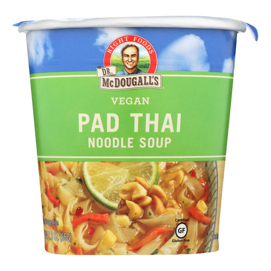 Sopa de fideos Pad Thai vegana del Dr. McDougall, taza grande, caja de 6, 2 oz.