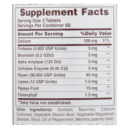 American Health - Super Papaya Enzyme Plus masticable - 180 comprimidos masticables