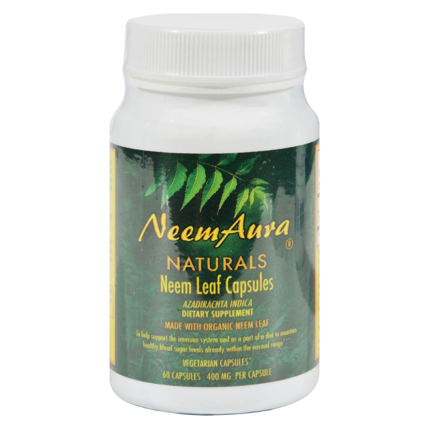 Hoja de neem orgánica Neem Aura - 60 cápsulas vegetarianas