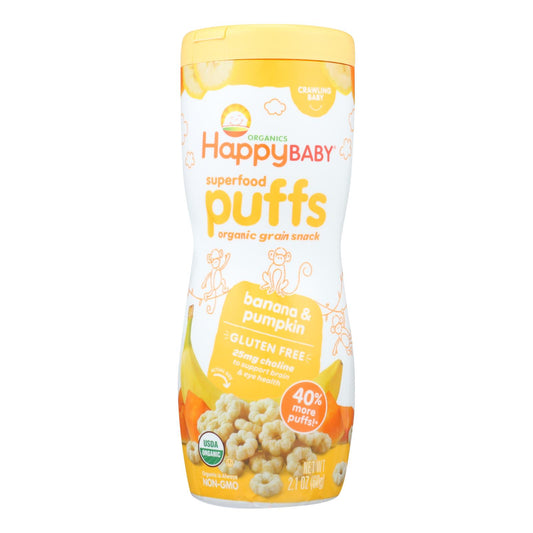 Bocadillos orgánicos Happy Baby sabor plátano, 2,1 oz, caja de 6