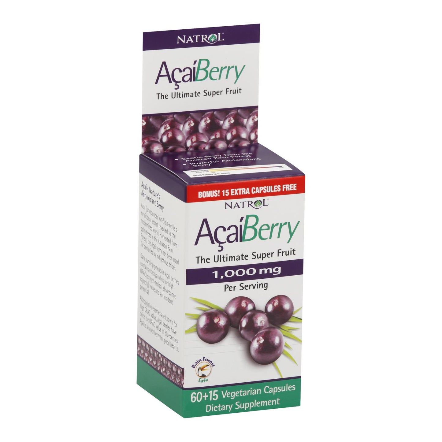Natrol Acaiberry - 1000 mg - 75 cápsulas vegetarianas