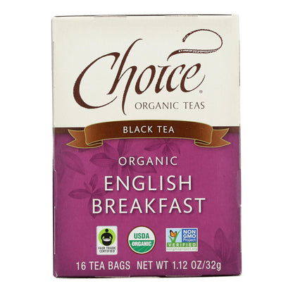 Choice Organic Teas English Breakfast Tea - 16 Tea Bags - Case Of 6