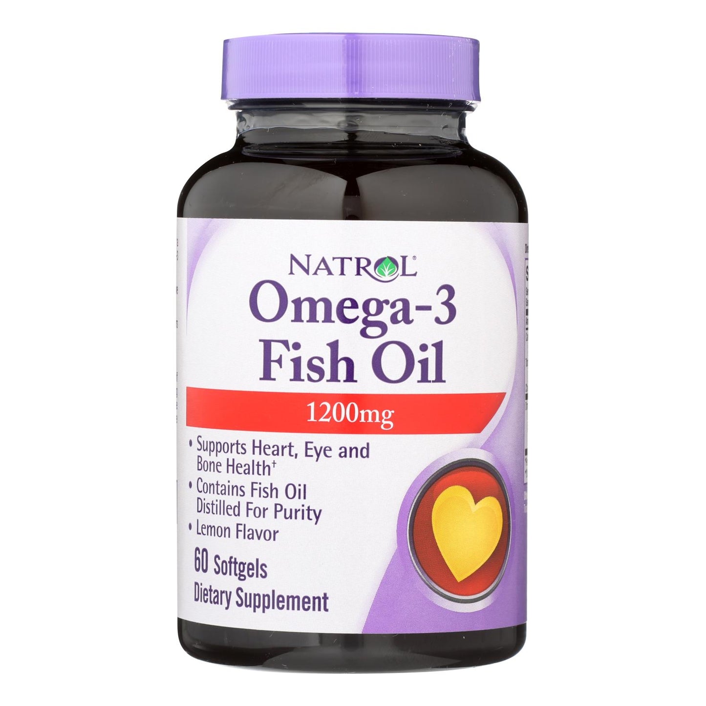 Aceite de pescado con sabor a limón y omega-3 de Natrol, 1200 mg, 60 cápsulas blandas