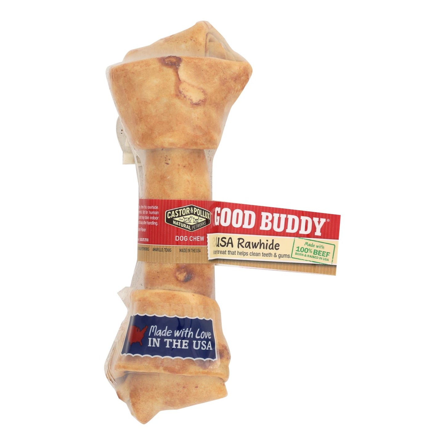 Golosina de hueso de cuero crudo para perros Castor and Pollux Good Buddy, de 6 a 7 pulgadas, caja de 12
