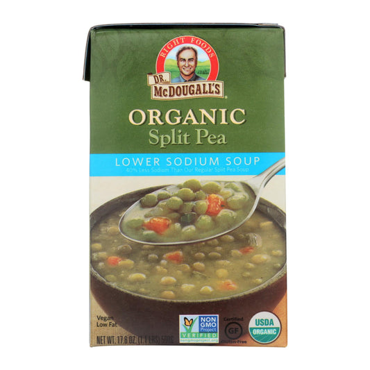 Sopa de guisantes partidos orgánicos baja en sodio del Dr. McDougall - Caja de 6 - 17,6 oz.