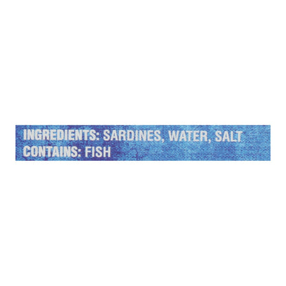 Sardinas sin piel ni espinas Crown Prince en agua - Caja de 12 - 4.37 oz.