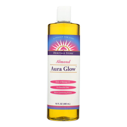 Loción para la piel Heritage Products Aura Glow con almendras, 16 onzas líquidas