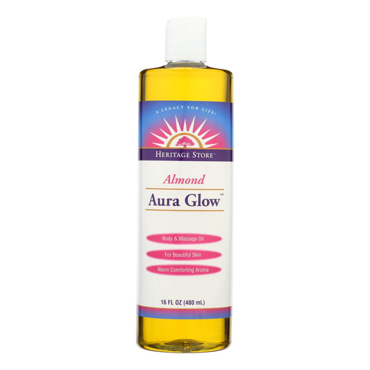 Loción para la piel Heritage Products Aura Glow con almendras, 16 onzas líquidas