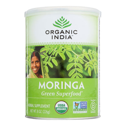 Polvo de hoja de moringa orgánica de Organic India - 8 oz