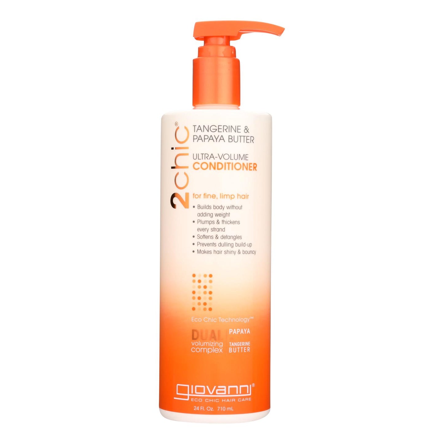 Acondicionador 2chic de Giovanni Hair Care Products - Mantequilla de mandarina y papaya ultravolumen - 24 onzas líquidas